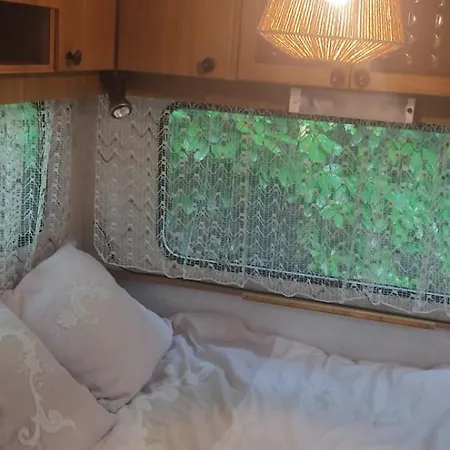 Caravane Années 80 Dans La Verdure Au Domaine Des Oiseaux